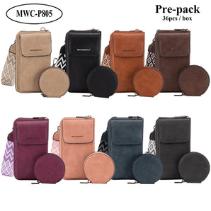 MWC-P805 Montana West Phone Crossbody Wallet Set with Round Coin Pouch (36Pcs/Box)