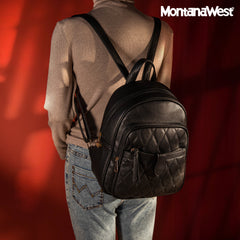 MWC3-178   Montana West 3Pcs Set Quilted Small Backpack/Crossbody/Pouch -Black