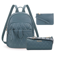 MWC3-178   Montana West 3Pcs Set Quilted Small Backpack/Crossbody/Pouch - Jean