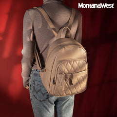 MWC3-178   Montana West 3Pcs Set Quilted Small Backpack/Crossbody/Pouch -Khaki