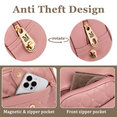 MWC3-178   Montana West 3Pcs Set Quilted Small Backpack/Crossbody/Pouch - Pink