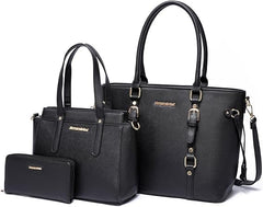 MWC3-C032W  Montana West 3PCs Set Tote/Crossbody/Wallet - Black