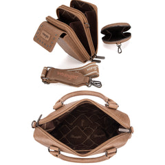 WG48S-S5110  Wrangler 3Pcs Set Buckle Classic Barrel Satchel With Phone Wallet Crossbody -Khaki