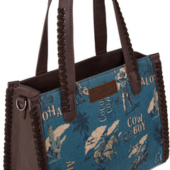 WG60-8317 Wrangler Vintage Retro Cowboy Cool Print Satchel/Crossbody -Jean