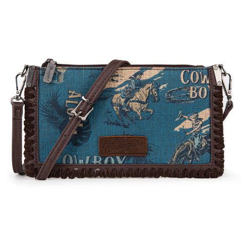 WG60-181 Wrangler Vintage Retro Cowboy Cool Print Clutch/Crossbody -Jean