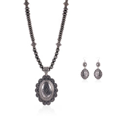WJ-1032 Rustic Couture  Bohemian Jewelry Sets Pendant Necklace Earrings
