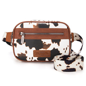 WG133-194 Wrangler Cow Print Belt-Bag - Brown
