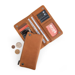 MWL-4206 Montana West Genuine Leather Tooled Bi-Fold Wallet with Detachable Zippered Pocket