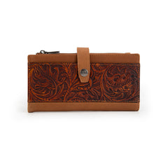 MWL-4210 Montana West Genuine Leather Floral Tooled  Bi-Fold Wallet