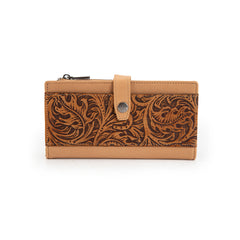 MWL-4210 Montana West Genuine Leather Floral Tooled  Bi-Fold Wallet