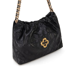 MC-411  Milan Chiva Quilted Chain Strap Shoulder Bag - Black