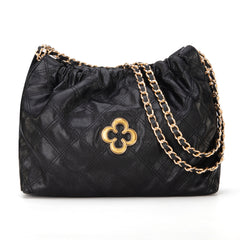 MC-411  Milan Chiva Quilted Chain Strap Shoulder Bag - Black