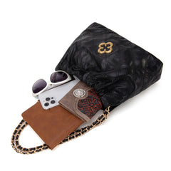 MC-411  Milan Chiva Quilted Chain Strap Shoulder Bag - Black