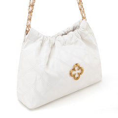 MC-411  Milan Chiva Quilted Chain Strap Shoulder Bag - Off White