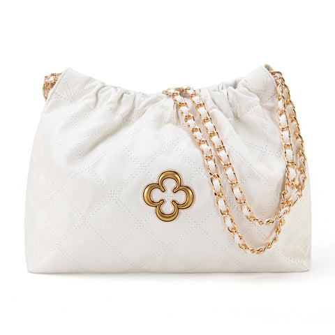 MC-411  Milan Chiva Quilted Chain Strap Shoulder Bag - Off White