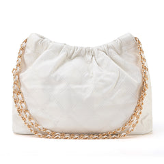 MC-411  Milan Chiva Quilted Chain Strap Shoulder Bag - Off White