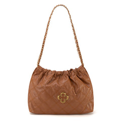 MC-411  Milan Chiva Quilted Chain Strap Shoulder Bag - Brown