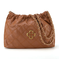 MC-411  Milan Chiva Quilted Chain Strap Shoulder Bag - Brown