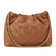 MC-411  Milan Chiva Quilted Chain Strap Shoulder Bag - Brown