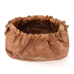 MC-411  Milan Chiva Quilted Chain Strap Shoulder Bag - Brown