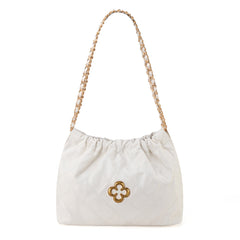 MC-411  Milan Chiva Quilted Chain Strap Shoulder Bag - Off White