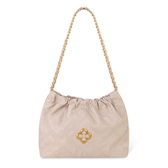 MC-411  Milan Chiva Quilted Chain Strap Shoulder Bag - Beige