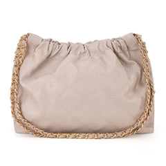 MC-411  Milan Chiva Quilted Chain Strap Shoulder Bag - Beige