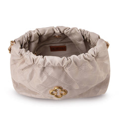 MC-411  Milan Chiva Quilted Chain Strap Shoulder Bag - Beige