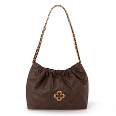 MC-411  Milan Chiva Quilted Chain Strap Shoulder Bag - Coffee