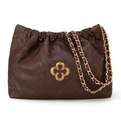 MC-411  Milan Chiva Quilted Chain Strap Shoulder Bag - Coffee