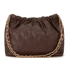 MC-411  Milan Chiva Quilted Chain Strap Shoulder Bag - Coffee