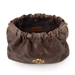 MC-411  Milan Chiva Quilted Chain Strap Shoulder Bag - Coffee