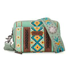 WG2207-3003  Wrangler Aztec Printed Crossbody Purse With Wallet Compartment - Green