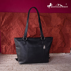 MW1242G-8317  Montana West Embroidered Feather Collection Concealed Carry Tote