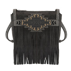 TR196-8287  Trinity Ranch Aztec Tooled Fringe Crossbody