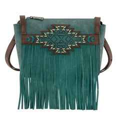 TR196-8287  Trinity Ranch Aztec Tooled Fringe Crossbody