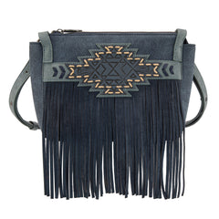 TR196-8287  Trinity Ranch Aztec Tooled Fringe Crossbody