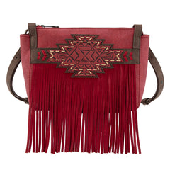 TR196-8287  Trinity Ranch Aztec Tooled Fringe Crossbody