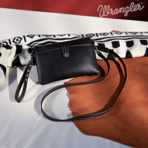 WG86-181 Wrangler Clutch/ Wristlet Crossbody Bag Collection - Black