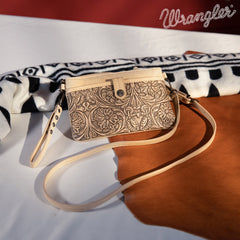 WG85-181 Wrangler Vintage Floral Tooled Collection Crossbody - Tan