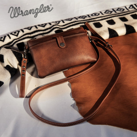 WG86-181 Wrangler Clutch/ Wristlet Crossbody Bag Collection -Brown