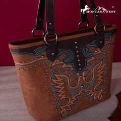 MW1253G-8317  Montana West Embroidered Collection Concealed Carry Tote