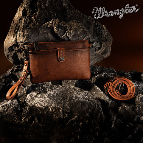 WG86-181 Wrangler Clutch/ Wristlet Crossbody Bag Collection -Brown