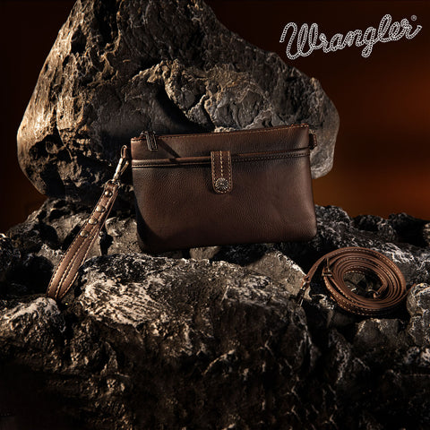 WG86-181 Wrangler Clutch/ Wristlet Crossbody Bag Collection- Coffee