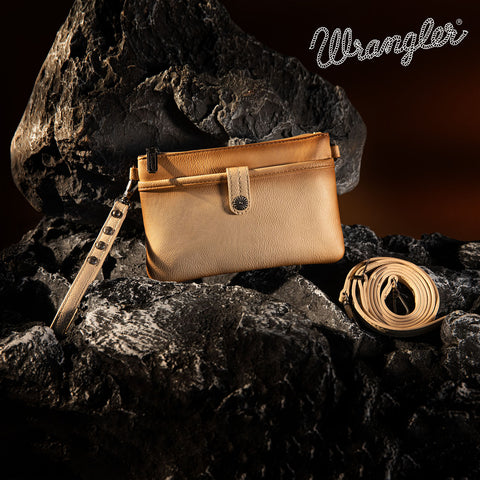 WG86-181 Wrangler Clutch/ Wristlet Crossbody Bag Collection- Tan