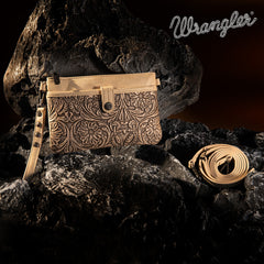 WG85-181 Wrangler Vintage Floral Tooled Collection Crossbody - Tan