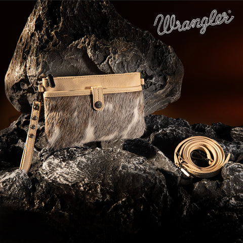 WG84-181 Wrangler Hair-On Cowhide Collection Crossbody - Tan