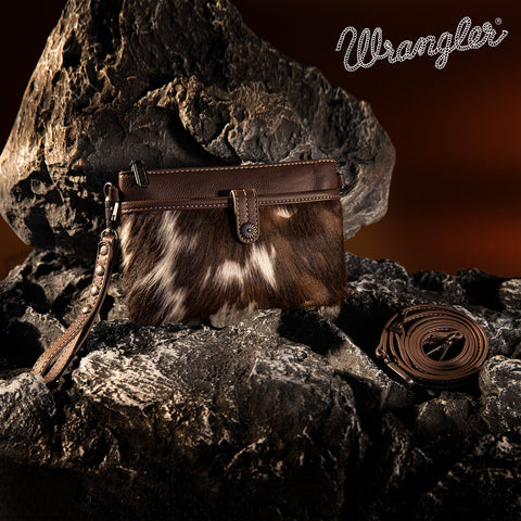 WG84-181 Wrangler Hair-On Cowhide Collection Crossbody - Coffee