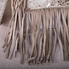 RLC-L186 Montana West Genuine Leather Hair-On  Fringe Crossbody with Detailed Leather Strap-Tan