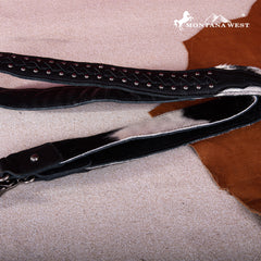 RLC-L186 Montana West Genuine Leather Hair-On  Fringe Crossbody with Detailed Leather Strap-Black
